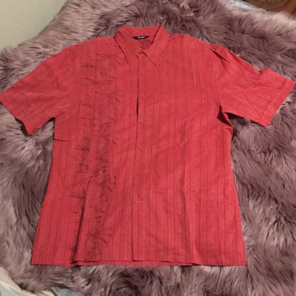MONTEGO HAWIAN PALM EMBROIDERED SHIRT SLEEVE